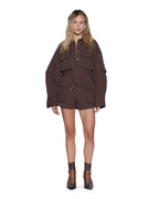Womens Astra Ls Cargo Shirt Chocolate Oversized Shirts - Brown