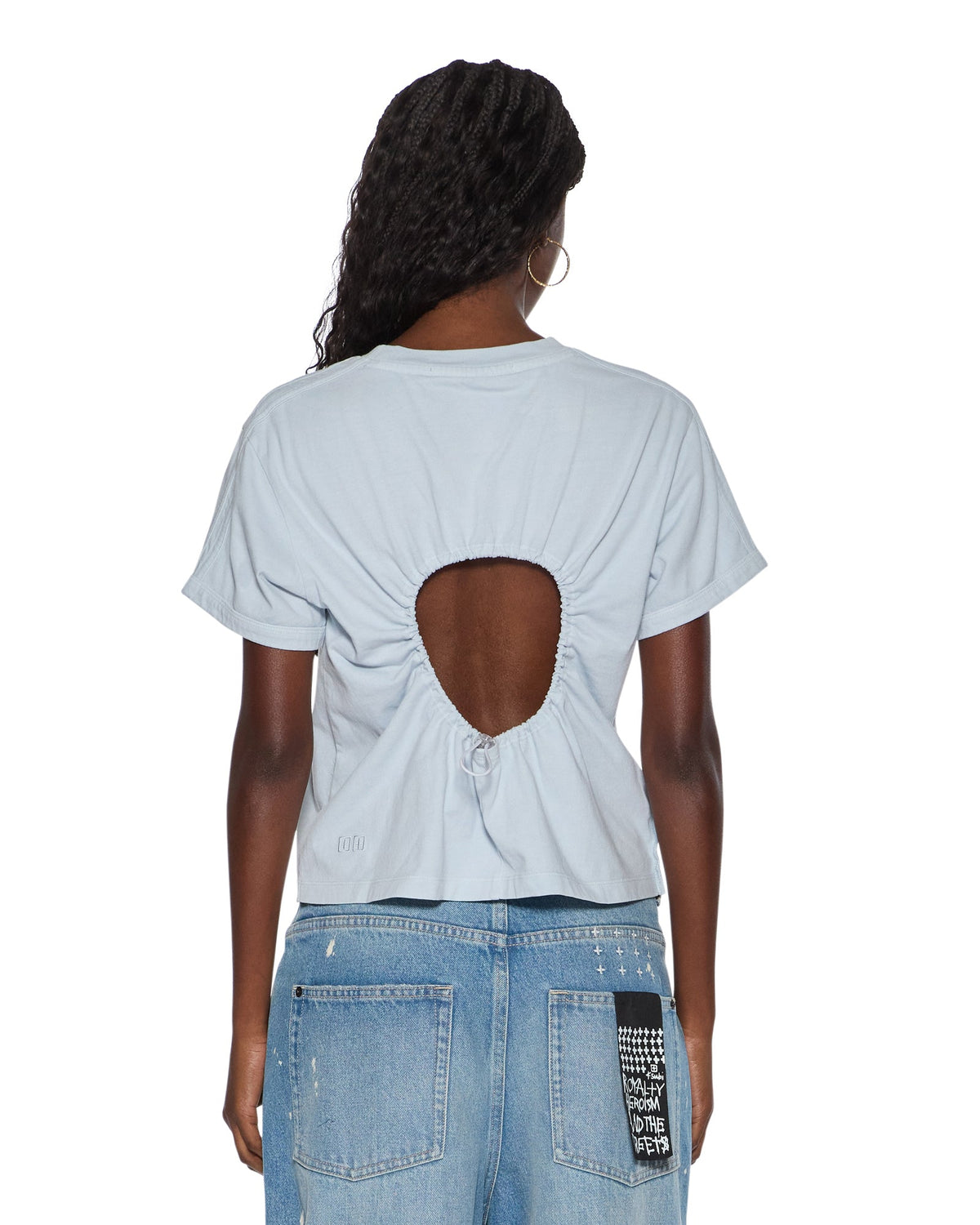 Womens Art Trip Shrunken Cut Out Tee Ice Mist Slim Tees - Blue