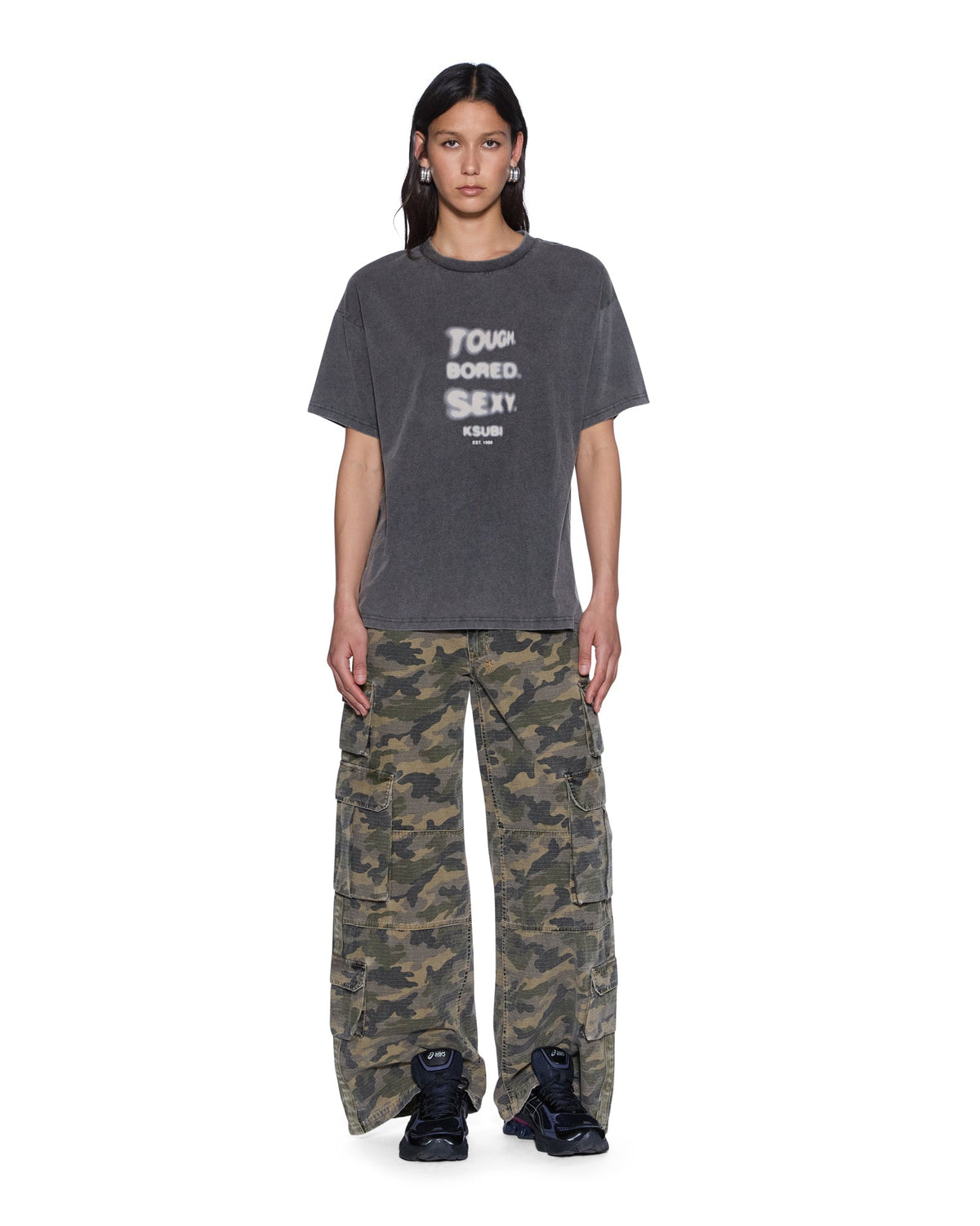 Womens Tbs Bleach Oh G Ss Tee Smoke Regular Tees - Grey