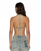 Womens Bolt Top Folk Fitted Fashion Tops - Denim