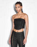 Womens Bustier Ebony Laced Fitted Fashion Tops - Black