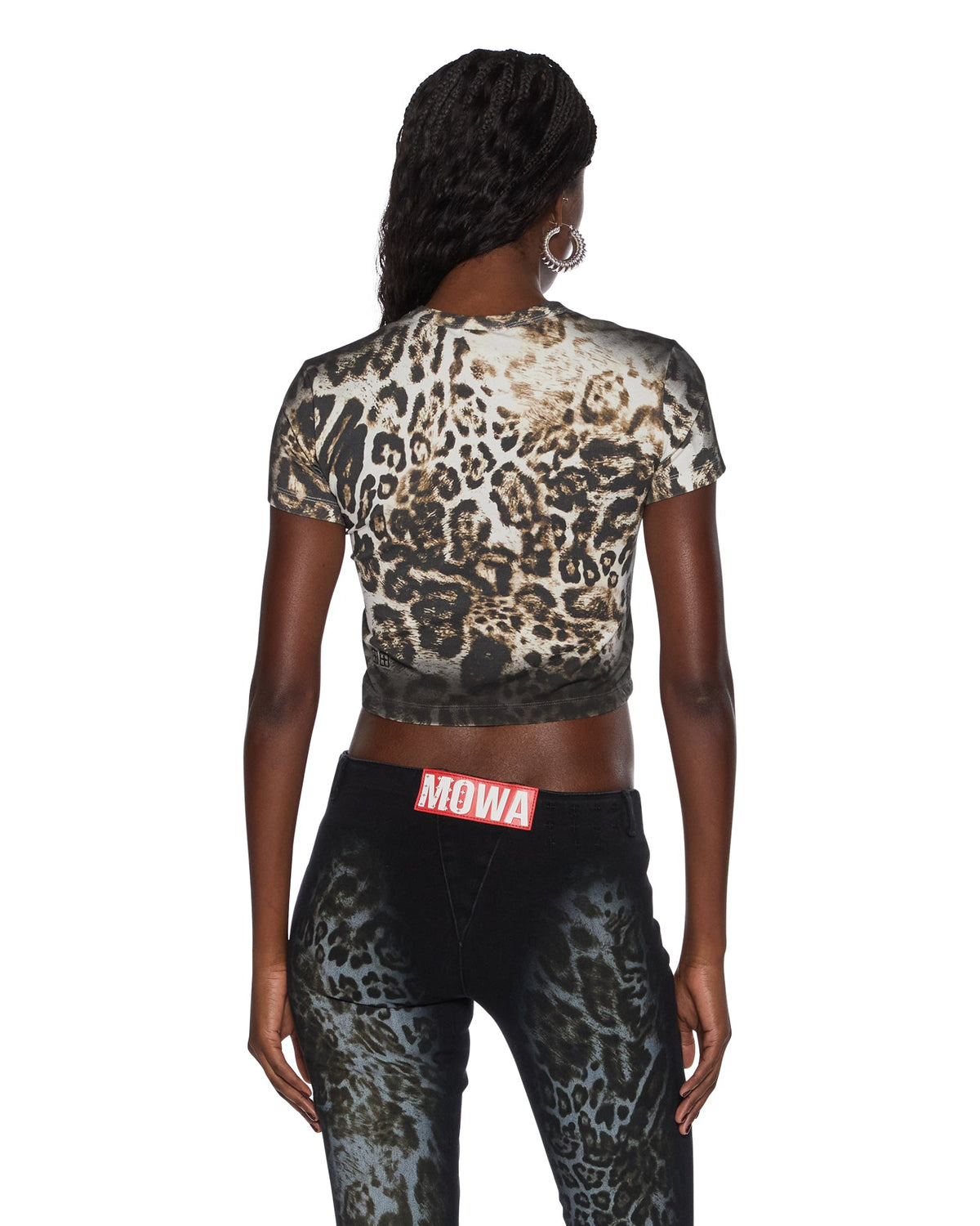 Womens Mowalola Baby Tee Cheetah Fitted Tees - Multi Colour