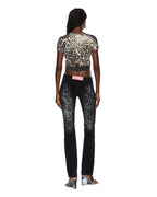 Womens Mowalola Baby Tee Cheetah Fitted Tees - Multi Colour