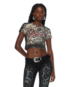 Womens Mowalola Baby Tee Cheetah Fitted Tees - Multi Colour
