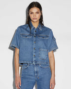 Womens Cargo Ss Shirt Heritage Boxy Shirts - Denim