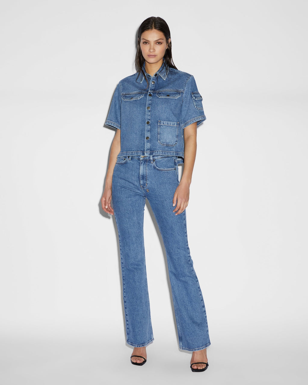 Womens Cargo Ss Shirt Heritage Boxy Shirts - Denim