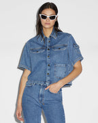 Womens Cargo Ss Shirt Heritage Boxy Shirts - Denim