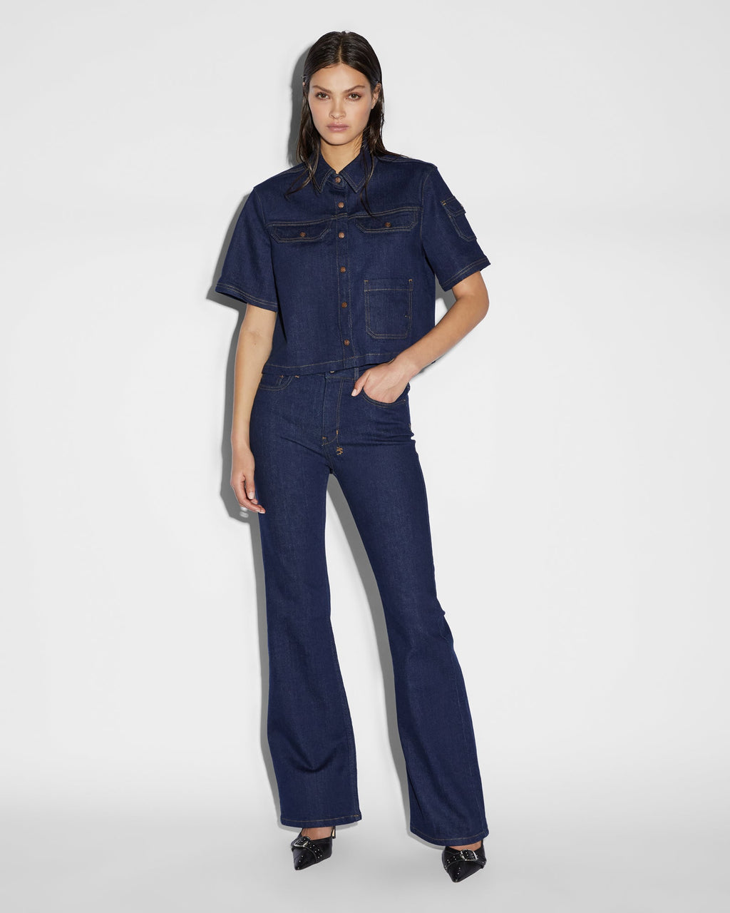 Womens Cargo Ss Shirt Legacy Boxy Shirts - Denim