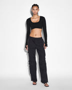 Womens Tactic Cargo Pant Black Relaxed Straight Pants - Black