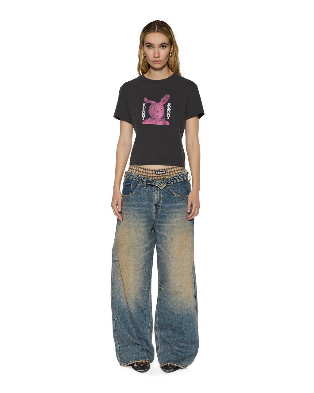 Womens Ksuper Dune Flip Baggy Denim Jeans - Denim
