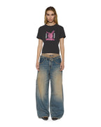 Womens Ksuper Dune Flip Baggy Denim Jeans - Denim