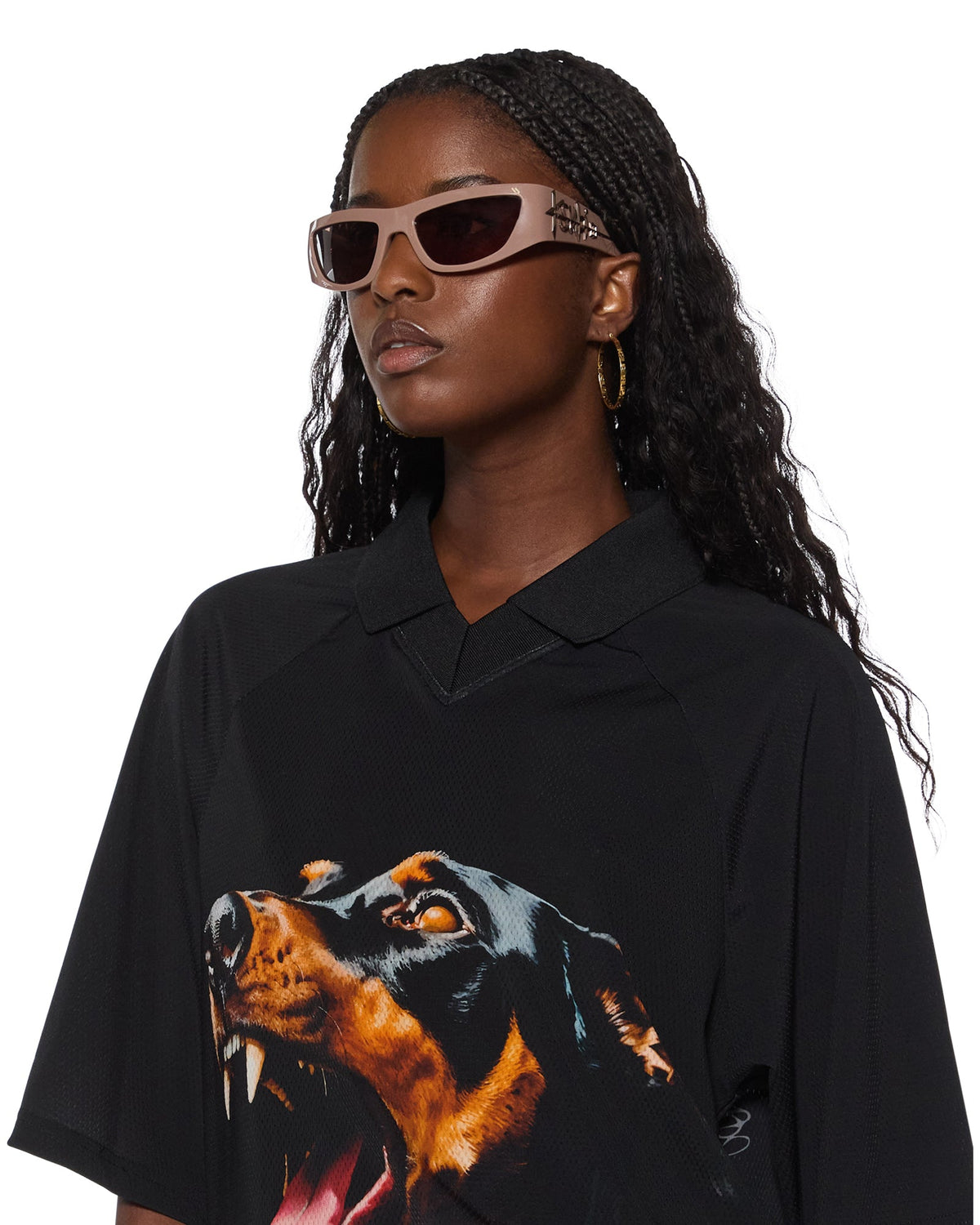 Womens Mowalola Doberman Jersey Black Slim Fashion Tops - Black