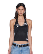Womens Playoff Halter Jersey Black Slim Fashion Tops - Black