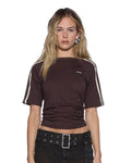 PORTER SS TOP CHOCOLATE PINSTRIPE