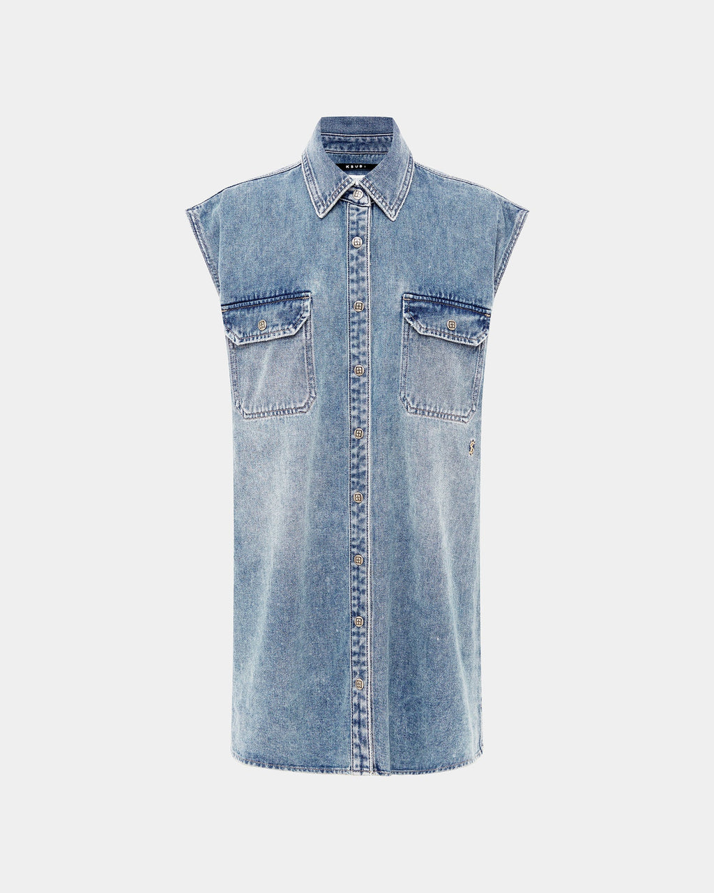 Womens Sleeveless Dress Overkast Oversized Shirts - Denim