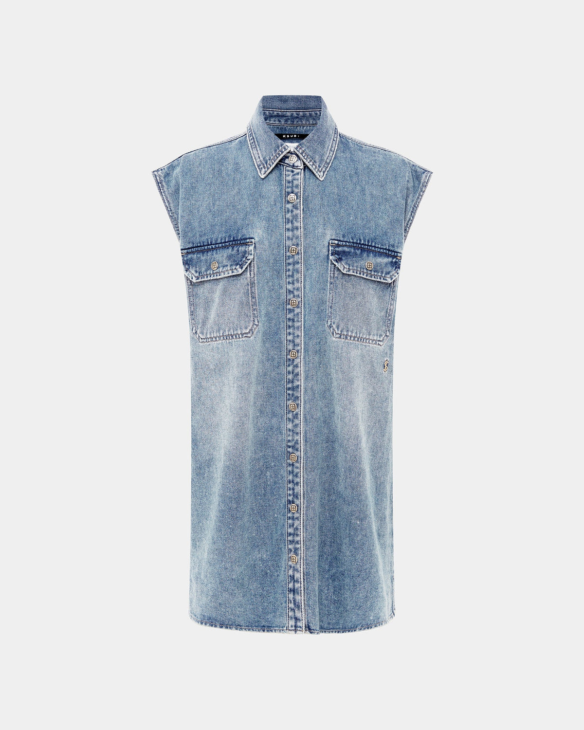 Womens Sleeveless Dress Overkast Oversized Shirts - Denim