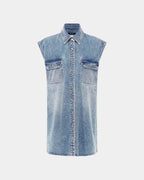Womens Sleeveless Dress Overkast Oversized Shirts - Denim