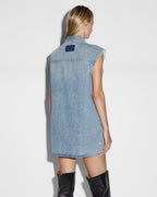 Womens Sleeveless Dress Overkast Oversized Shirts - Denim