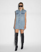 Womens Sleeveless Dress Overkast Oversized Shirts - Denim