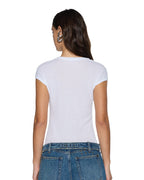 Womens Staple Ss Tee White Sheer Fitted Tees - White