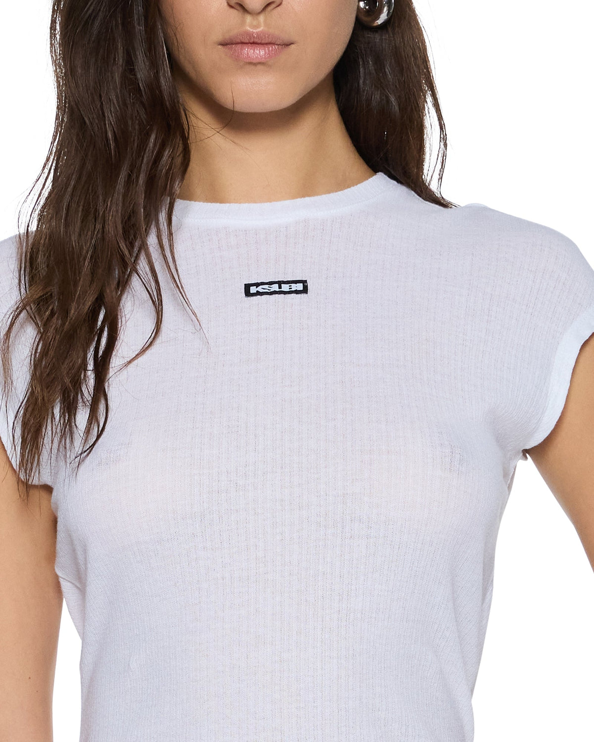 Womens Staple Ss Tee White Sheer Fitted Tees - White