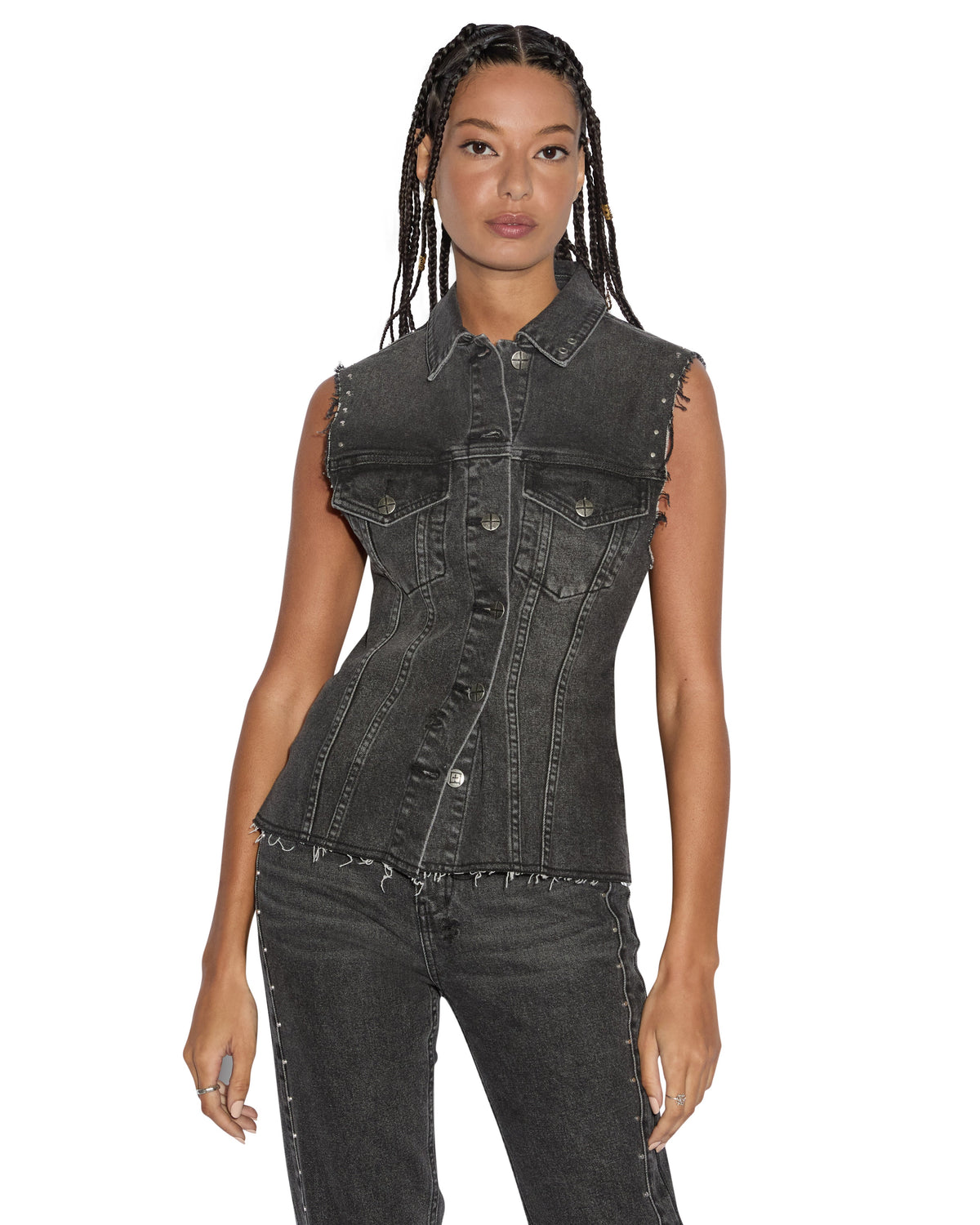 Womens Spark Vest Lovestruck Fitted Fashion Tops - Black