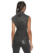 Womens Spark Vest Lovestruck Fitted Fashion Tops - Black