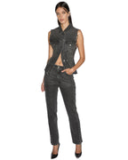 Womens Spark Vest Lovestruck Fitted Fashion Tops - Black