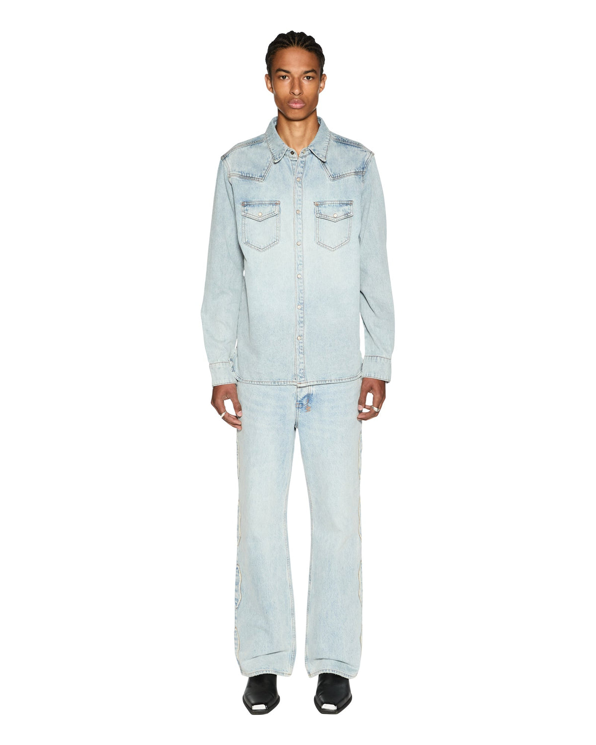Mens Whiplash Ls Shirt Paragon Regular Shirts - Denim