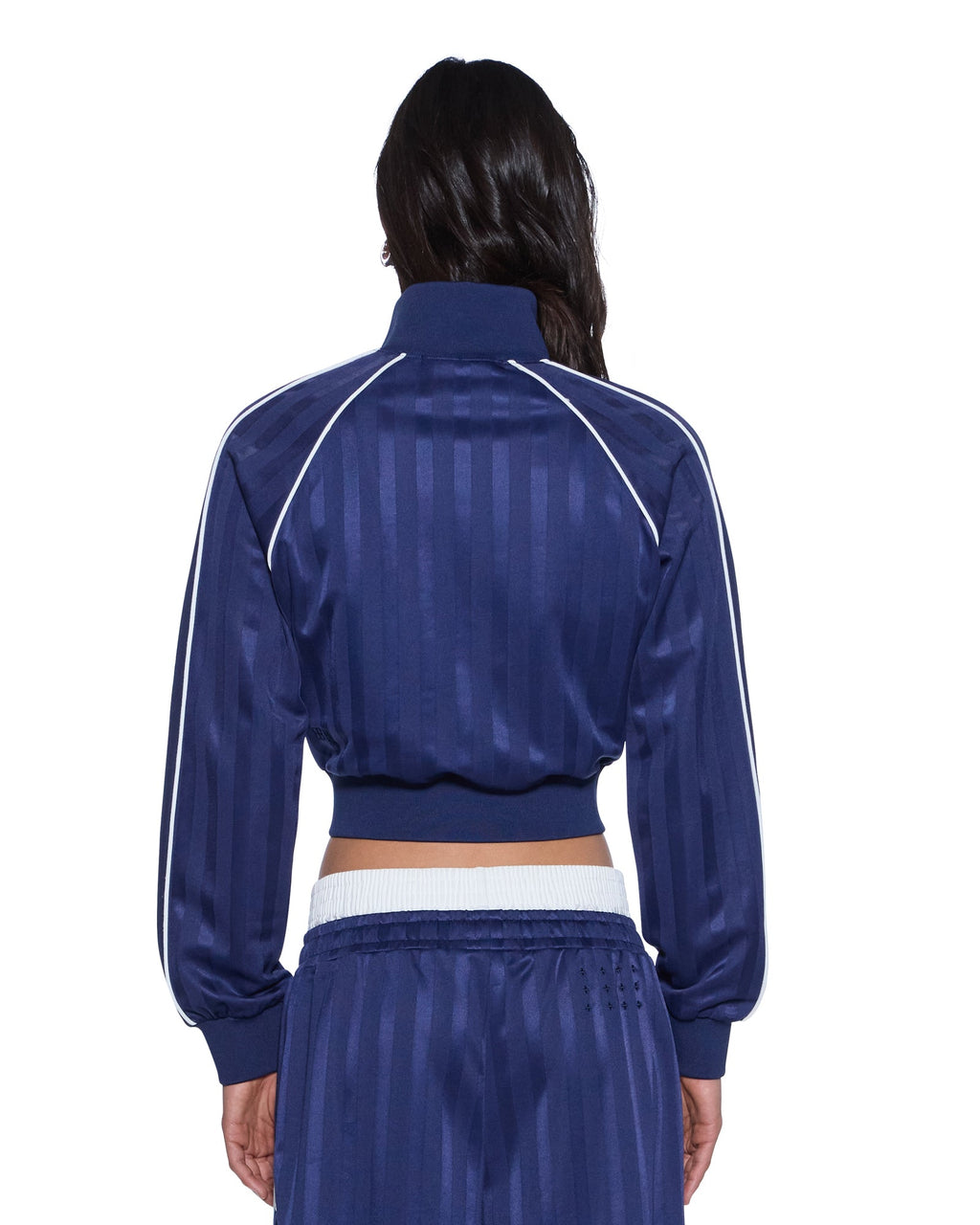 Womens Cropped Traktop Navy Regular Fleece - Navy