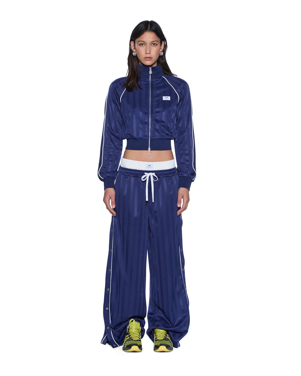Womens Cropped Traktop Navy Regular Fleece - Navy