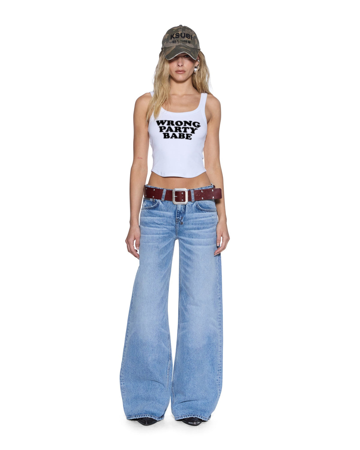 Womens Slogan Chloe Tank White Slim Fashion Tops - White