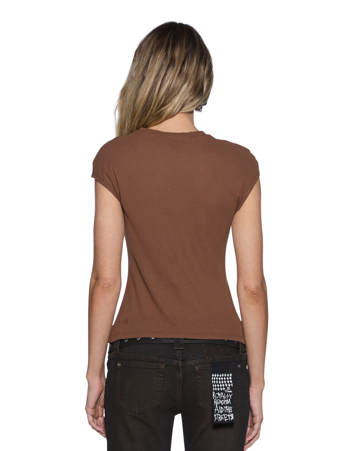 Womens Staple Ss Tee Chocolate Sheer Slim Tees - Brown