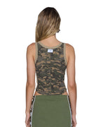 Womens Varsity Chloe Tank Camo Slim Fashion Tops - Green