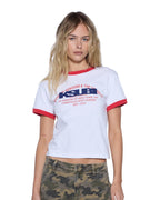 Womens Varsity Shrunken Ss Tee White Slim Tees - White