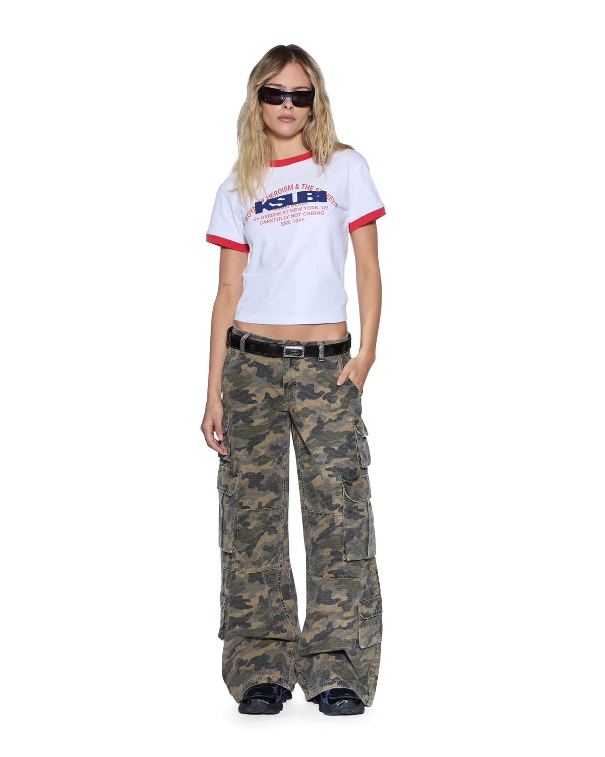 Womens Varsity Shrunken Ss Tee White Slim Tees - White