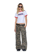 Womens Varsity Shrunken Ss Tee White Slim Tees - White