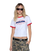 Womens Varsity Shrunken Ss Tee White Slim Tees - White