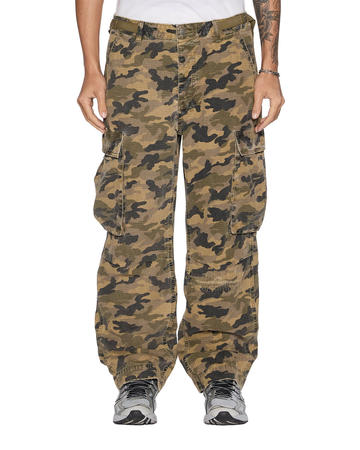 Mens Troop Cargo Pant Camo Straight Pants - Green