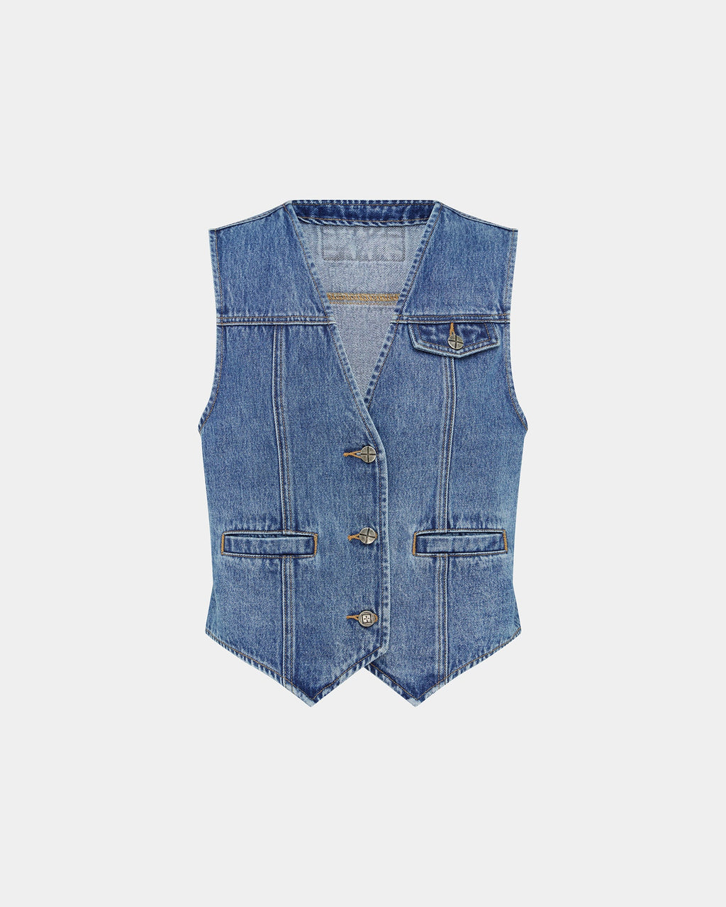 Womens Vagabond Waistcoat Heritage Relaxed Fashion Tops - Denim