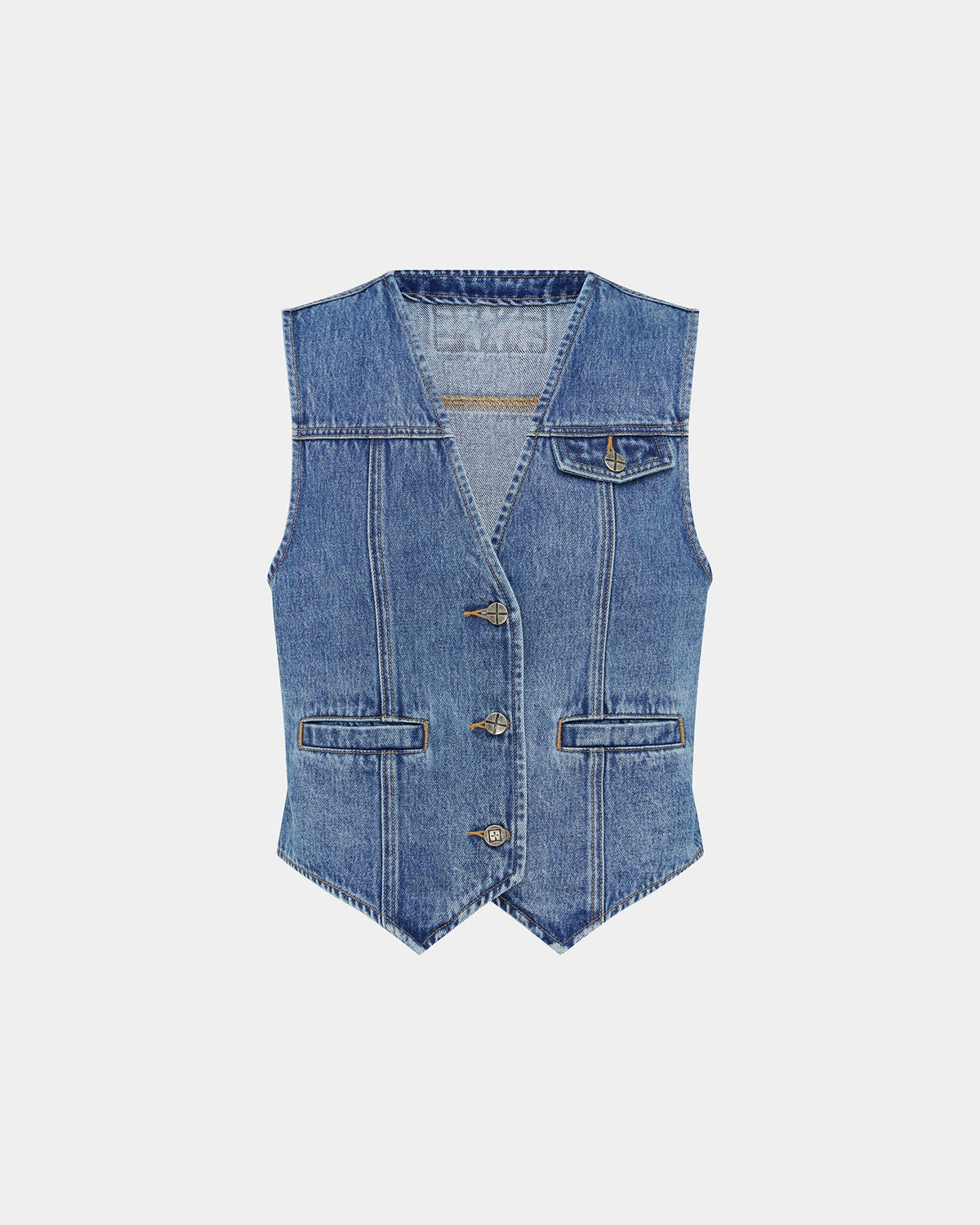 Womens Vagabond Waistcoat Heritage Relaxed Fashion Tops - Denim