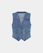 Womens Vagabond Waistcoat Heritage Relaxed Fashion Tops - Denim