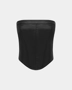 Womens Vampy Bustier Black Wax Fitted Fashion Tops - Black
