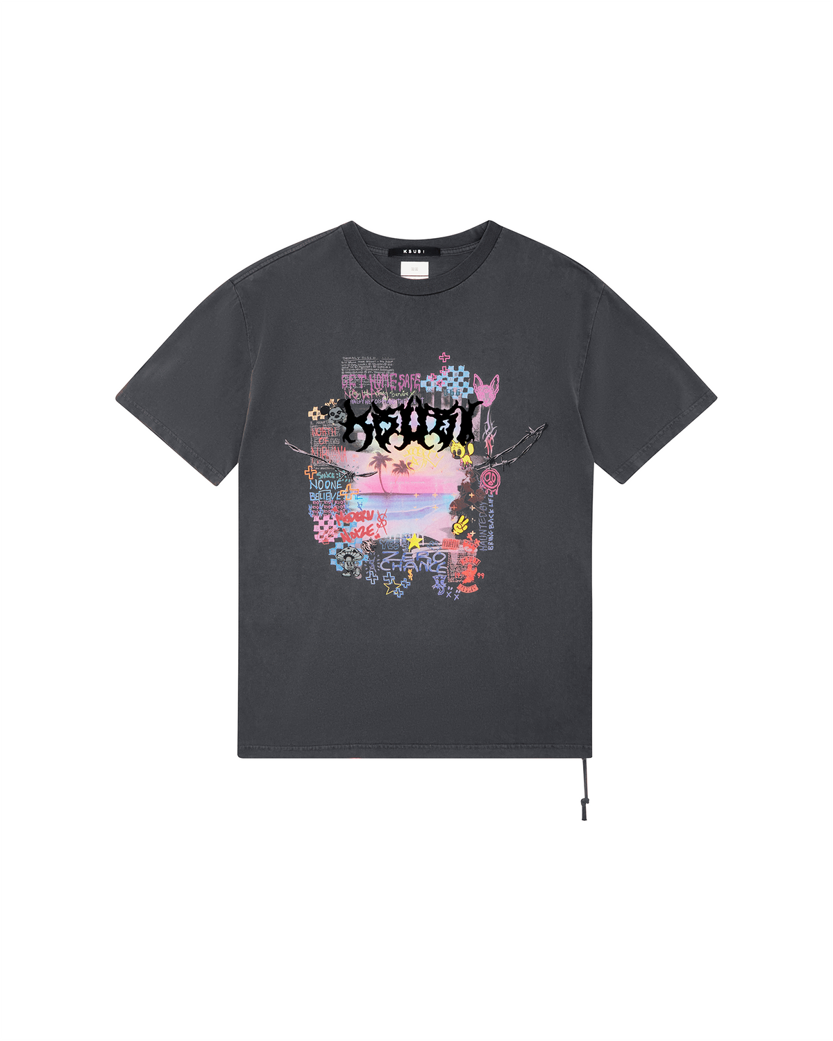 Mens Vandals Biggie Ss Tee Faded Black Oversized Tees - Black