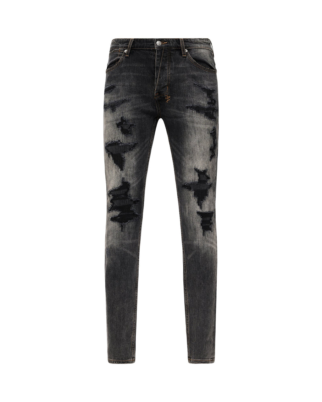 Mens Van Winkle Retorqued Repair Skinny Denim Jeans - Grey
