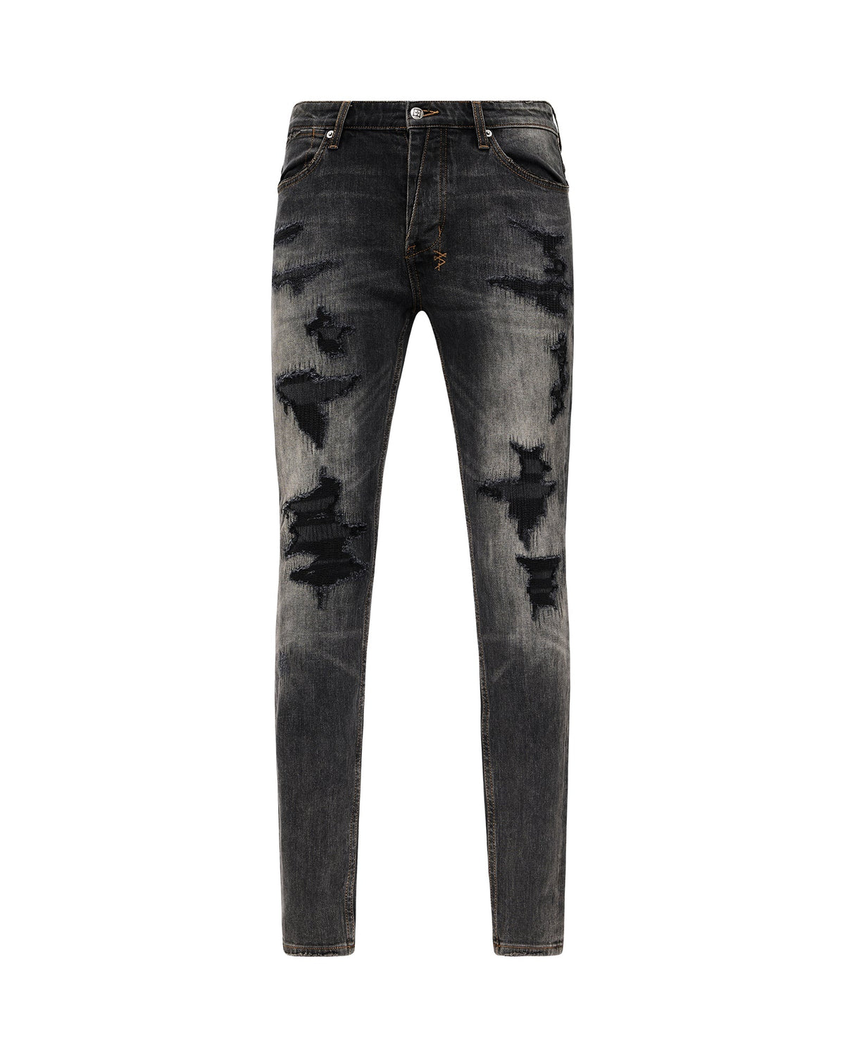 Mens Van Winkle Retorqued Repair Skinny Denim Jeans - Grey