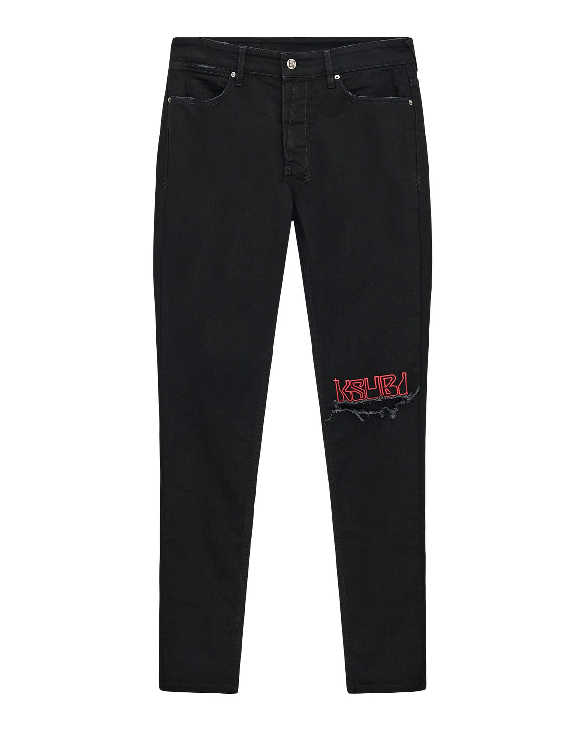 Mens Van Winkle Laid Black Sting Skinny Denim Jeans - Black