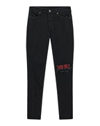 Mens Van Winkle Laid Black Sting Skinny Denim Jeans - Black