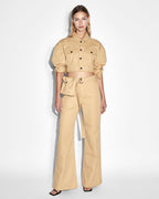 Womens Kommand Cargo Caramel Wide Pants - Tan