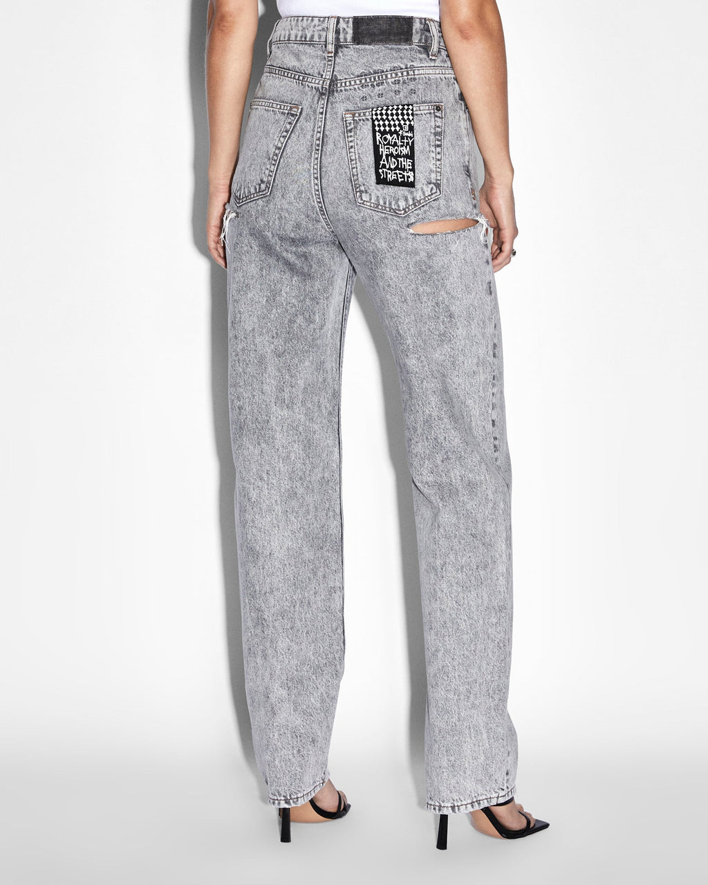Womens Playback Dime Kut Out Relaxed Denim Jeans - Grey